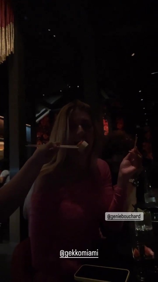 Celeste Bouchard posted a video on her story of her cousin eating sushi