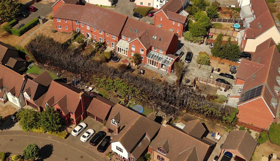 Fire chiefs want barbecues stamped out amid fears of another 40C scorcher this week - pictured the scene of a garden fire in Essex