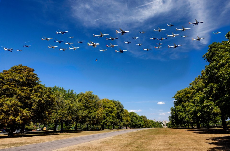 Incredible footage shows an hour's flights over Windsor Castle as the Queen's Castle is under a Heathrow flight path