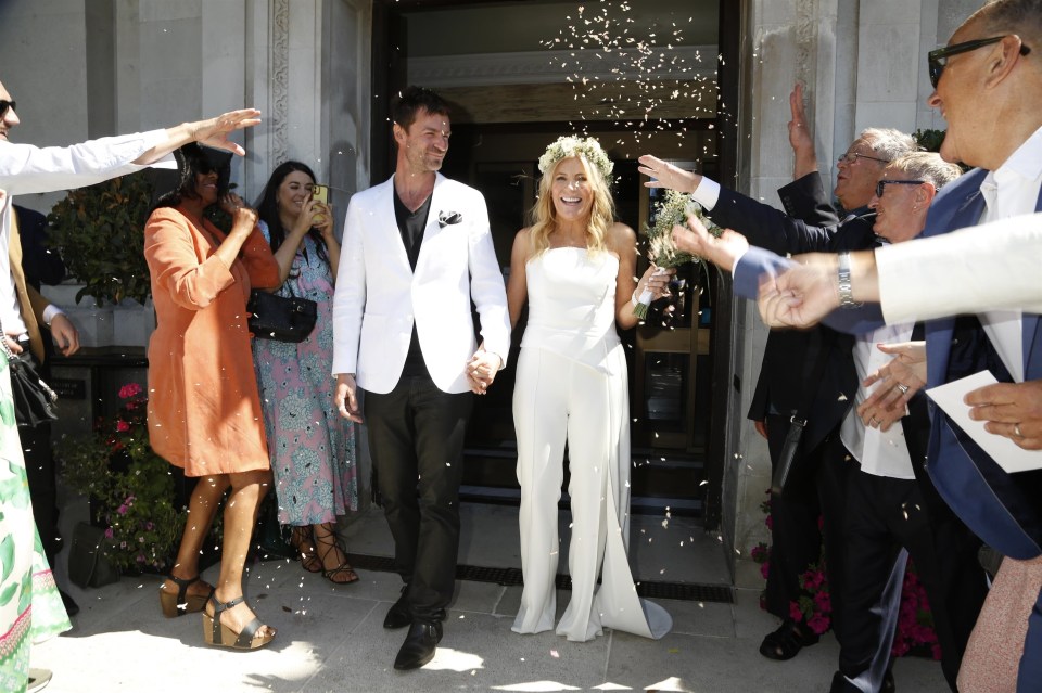 The actress looked stunning in a jumpsuit on her big day