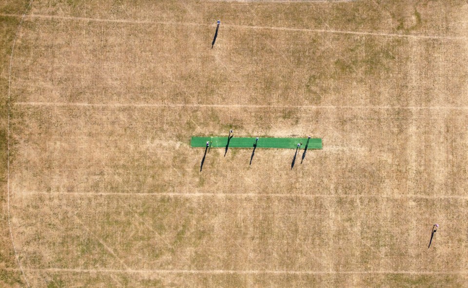 Batters and bowlers stand out on the strip for this cricket match in Milton Keynes