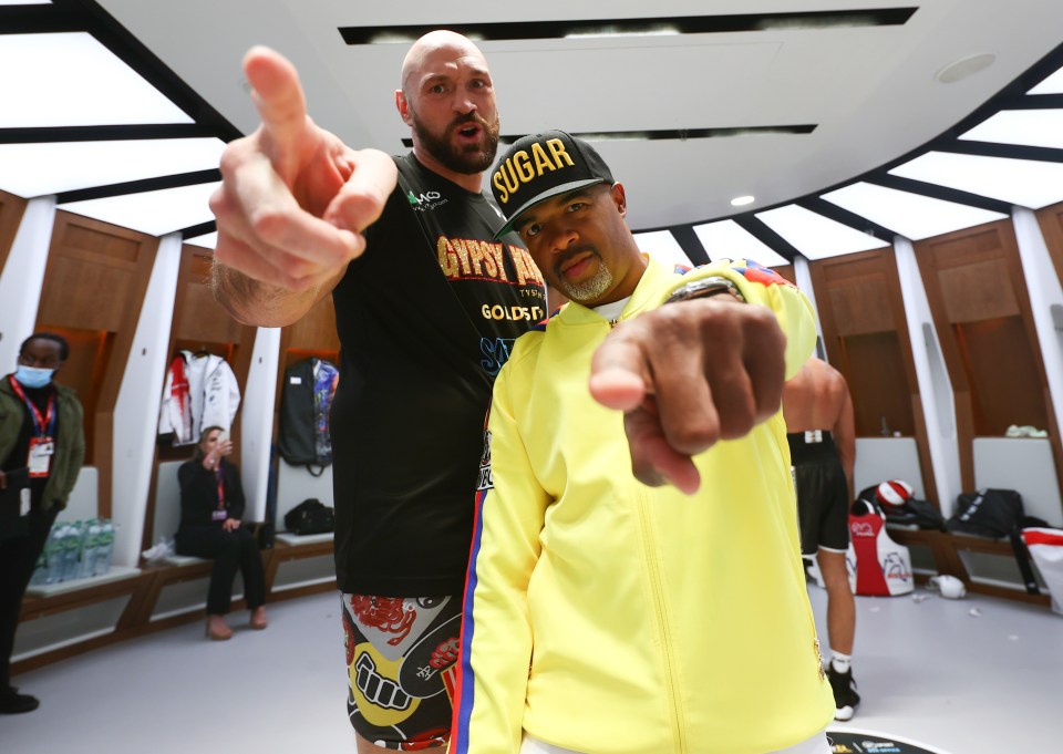 Tyson Fury pictured with his trainer SugarHill Steward