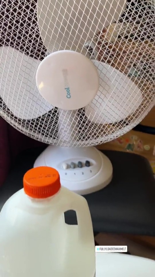 Place the frozen carton in front of an electric fan for cool air