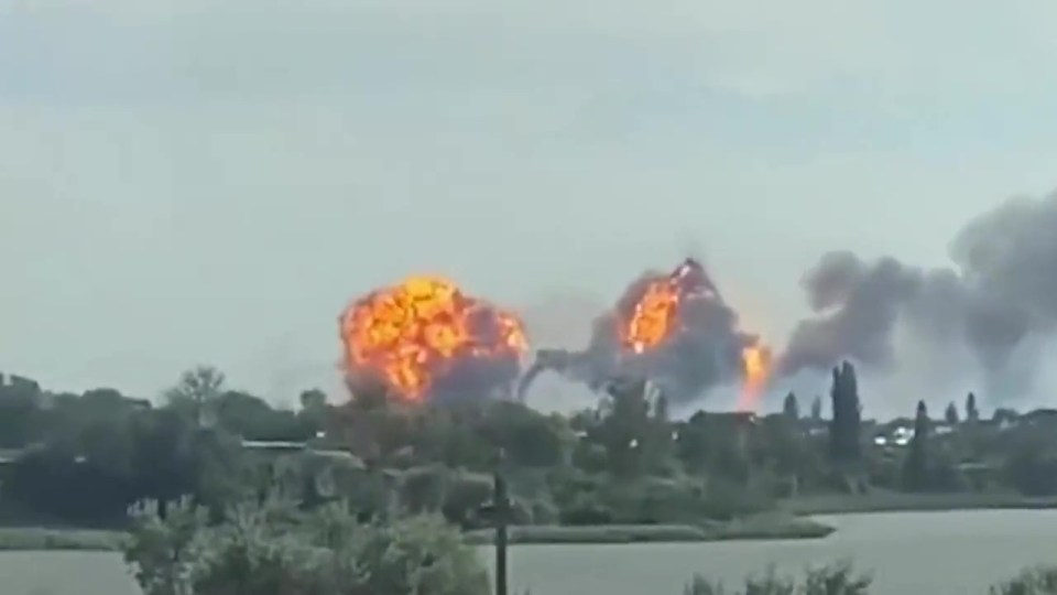 Explosions seen in the Ukrainian defence ministry video