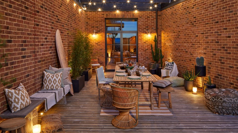 The family can enjoy special moments on a posh decking at the home