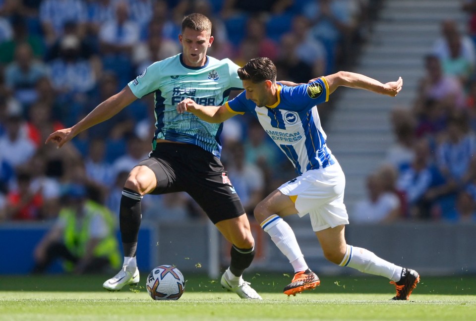 Sven Botman was given a stern test by Brighton on his full Premier League debut