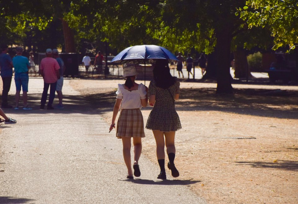 Brollies to keep out scorching heat in Hyde Park, London