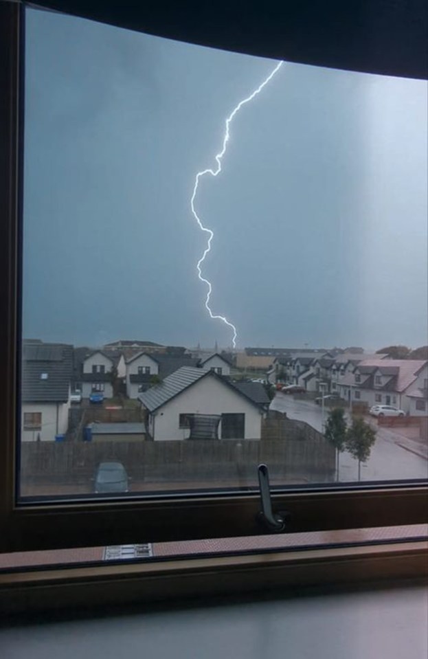 Spectacular lightning strike in a storm above Inverness