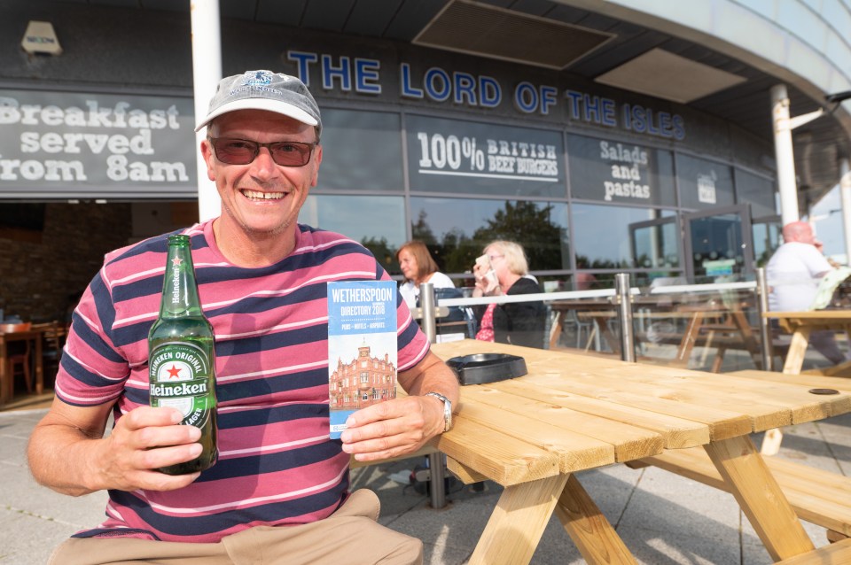 The dad of two celebrated with a pint of San Miguel and bottle of Heineken as he reached the end of his mission