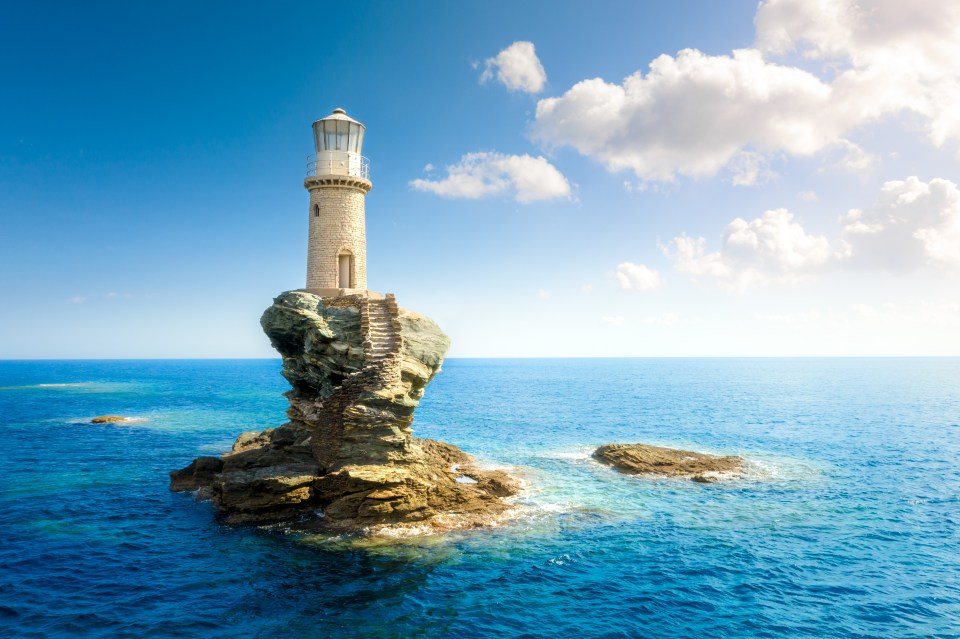 From our balcony we had a view down to the sea to Chora and the lighthouse