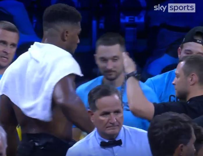 This is the moment Anthony Joshua became irate in the ring