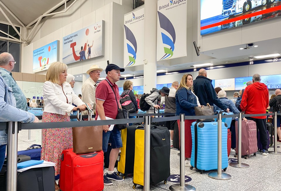 Customers arriving at Bristol Airport encounter lengthy queues this morning