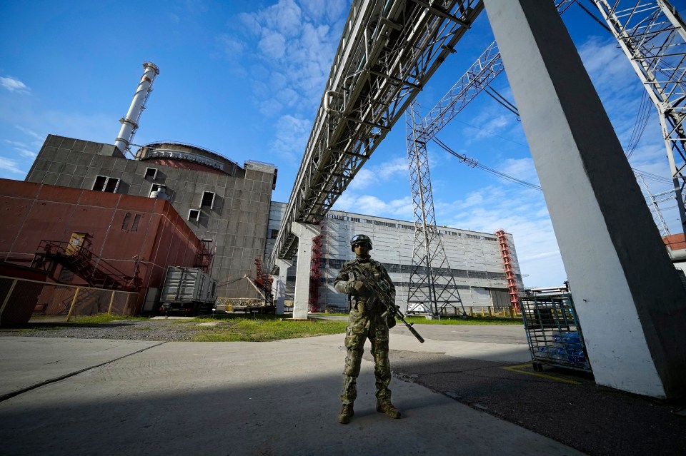 A Russian soldier guards the ZNPP after it was occupied by Putin's forces