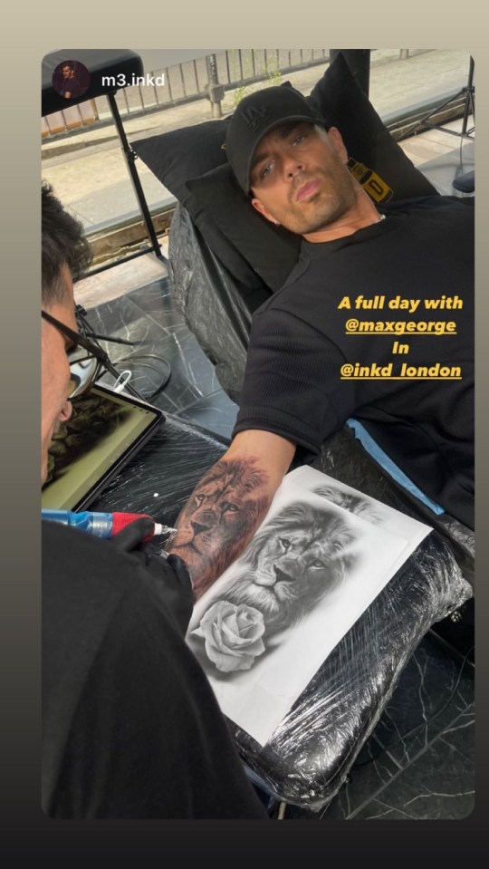 His new lion and rose tattoo will cover his tattoo tribute to Stacey