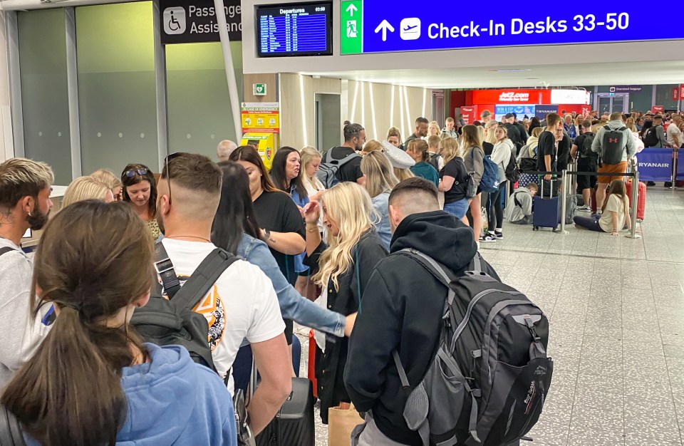 Hundreds queue to check in their bags at Bristol Airport on Friday morning