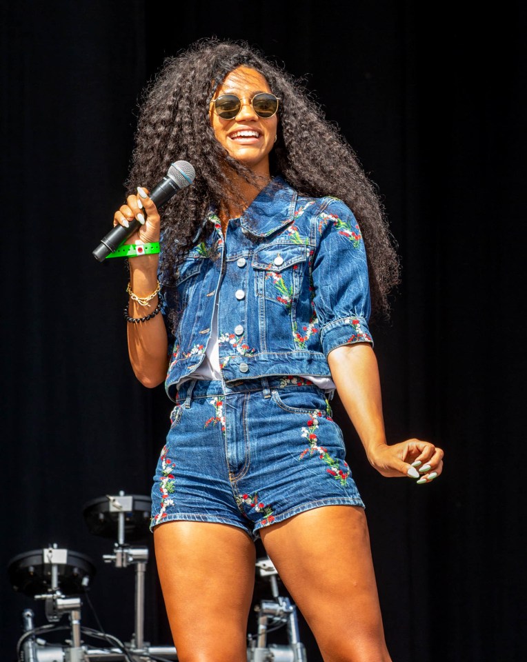 Vick Hope stunned in a matching jacket and shorts for The Big Feastival