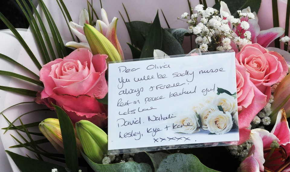 A tribute left outside the house where Olivia was killed