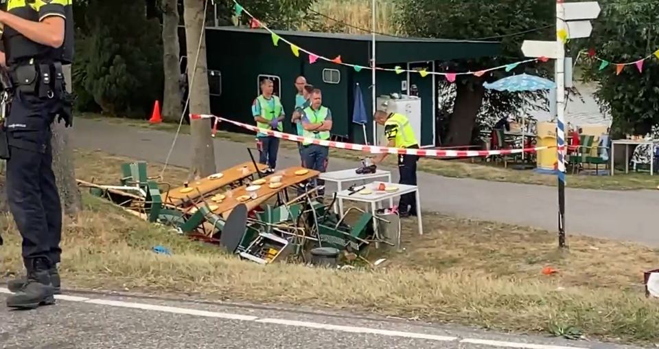 Destroyed picnic tables were seen after the horror