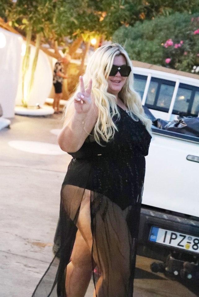 Gemma wore a sheer dress over her cossie