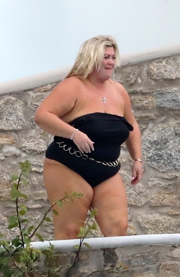 Gemma pulled her straps down to work on her tan