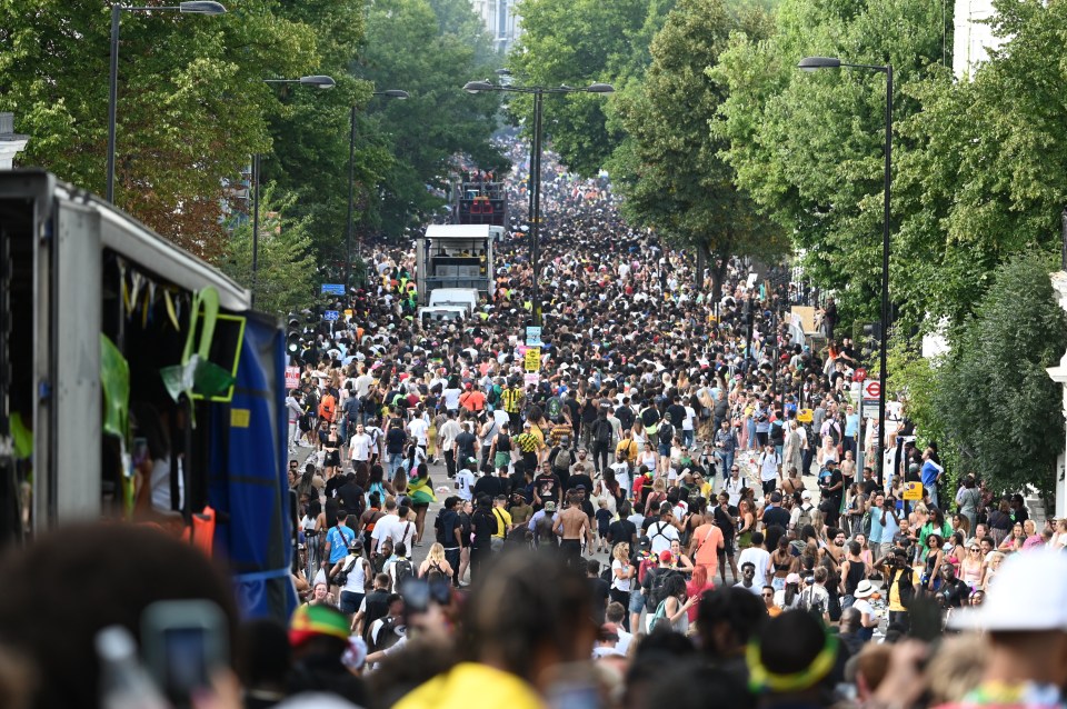 The streets around Notting Hill and Ladbroke Grove were heaving with carnival revellers