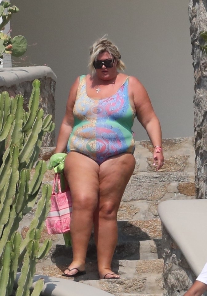 Gemma showed off her multicoloured swimsuit