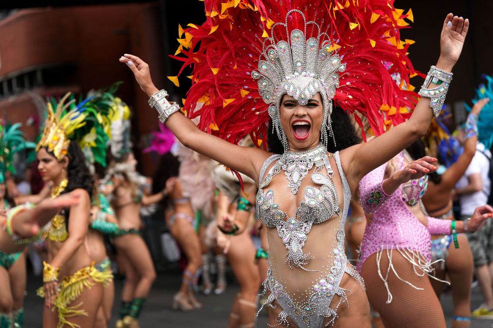 A dancer shows off her glittering outfit