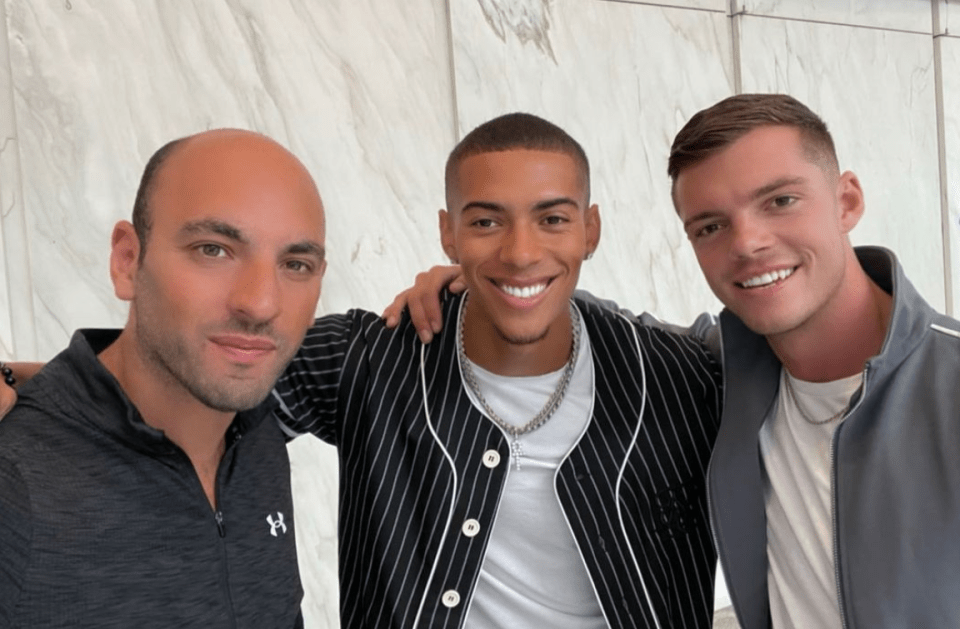 Podcast host Johnny Seifert with Love Island's Josh and Billy