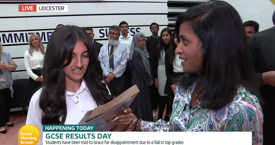 Students opened their GCSE results live on GMB