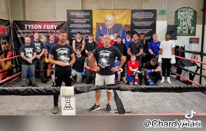 Coaches and members at Jimmy Egan's Boxing Academy paying tribute in a video