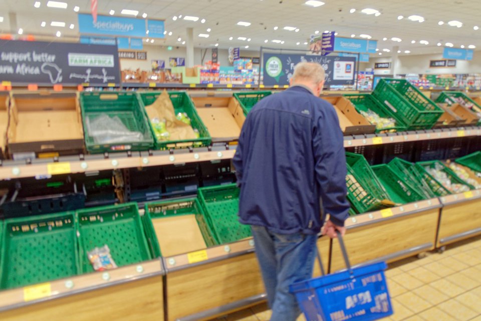 Empty shelves after panic buying during the pandemic