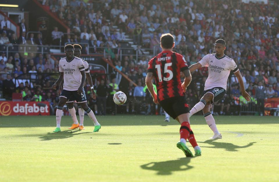 Saliba curled home a brilliant third as Arsenal blew Bournemouth away