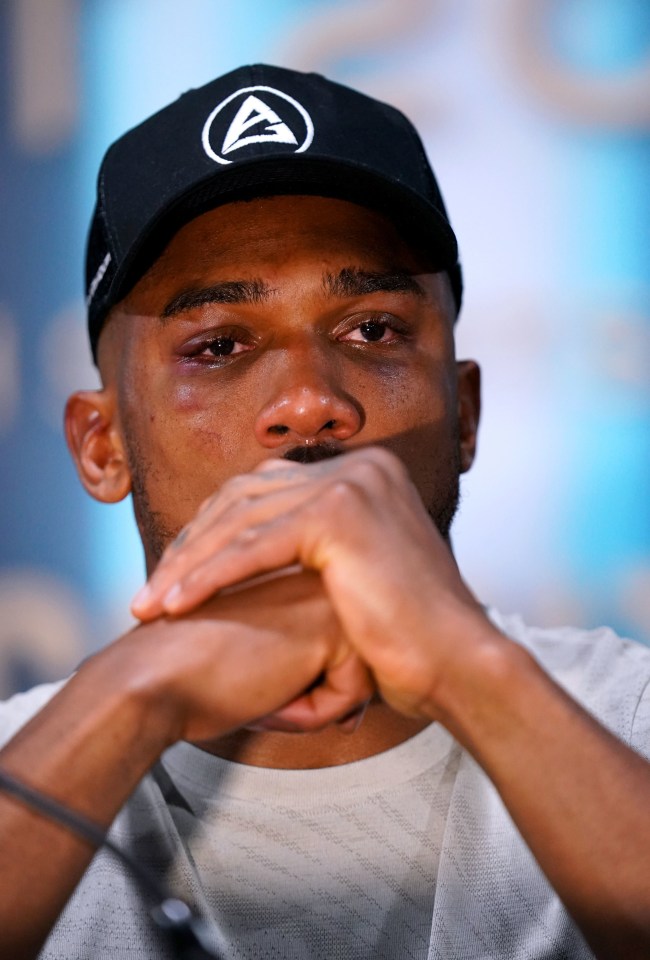 Anthony Joshua broke into tears during his post-match press conference