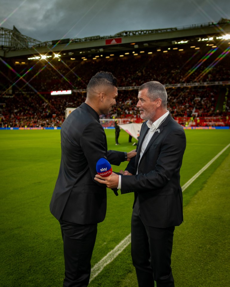 Casemiro with United legend Roy Keane