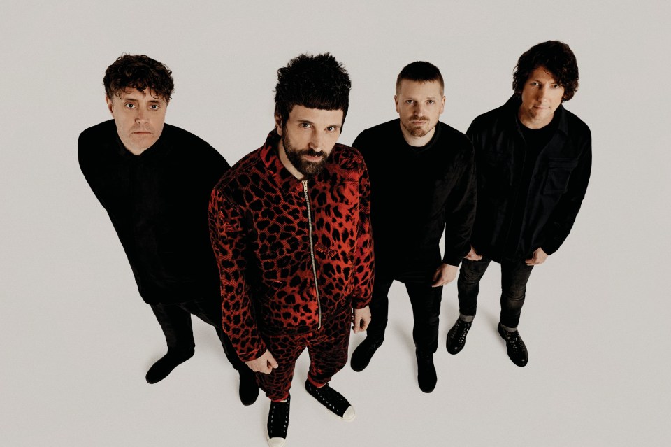 Serge Pizzorno, 41, in foreground, stepped up as Kasabian frontman in July 2020 after singer Tom Meighan was fired for assaulting his now-wife Vikki Ager.