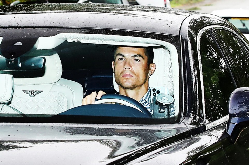 Cristiano Ronaldo arrived at training on Tuesday morning looking unimpressed