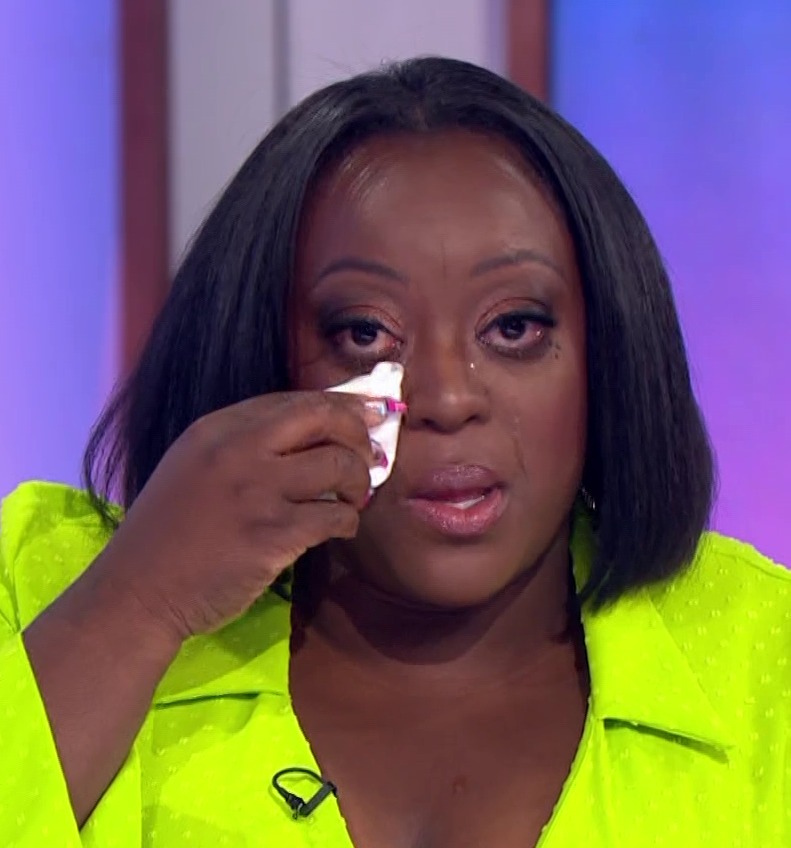 The star grabbed a tissue and dabbed her eyes after watching a video