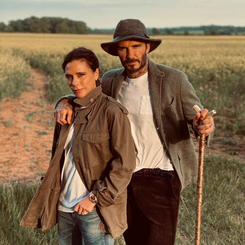 David and Victoria Beckham in the Cotswolds during the lockdown in 2020