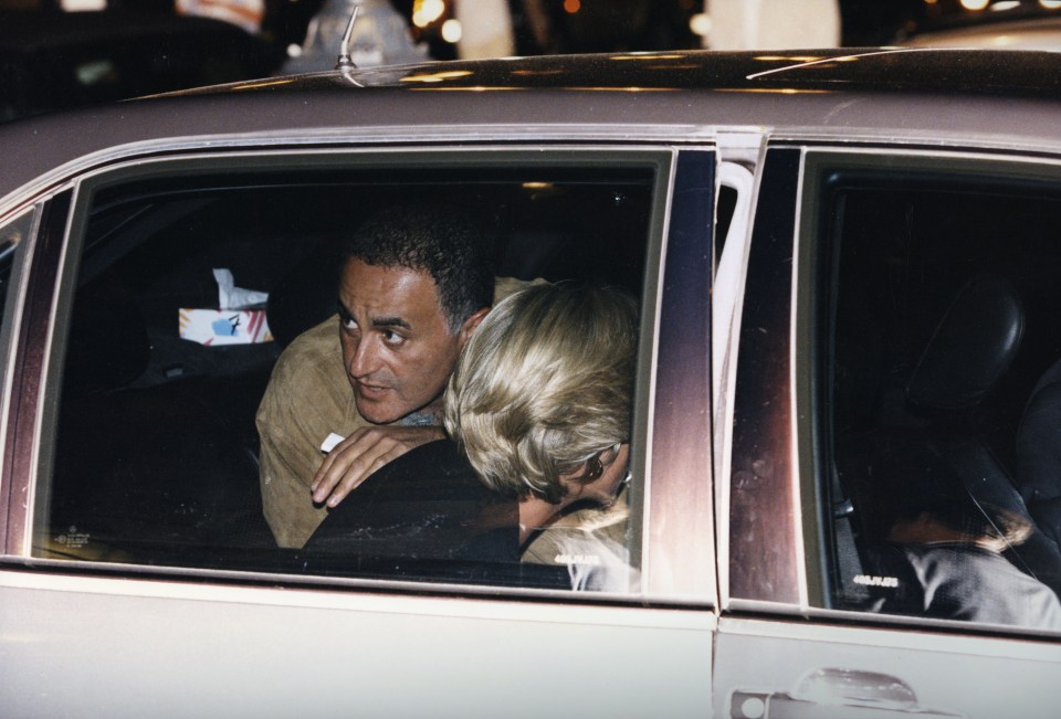 Princess Diana and Dodi Al Fayed pictured in the back of the car before the accident