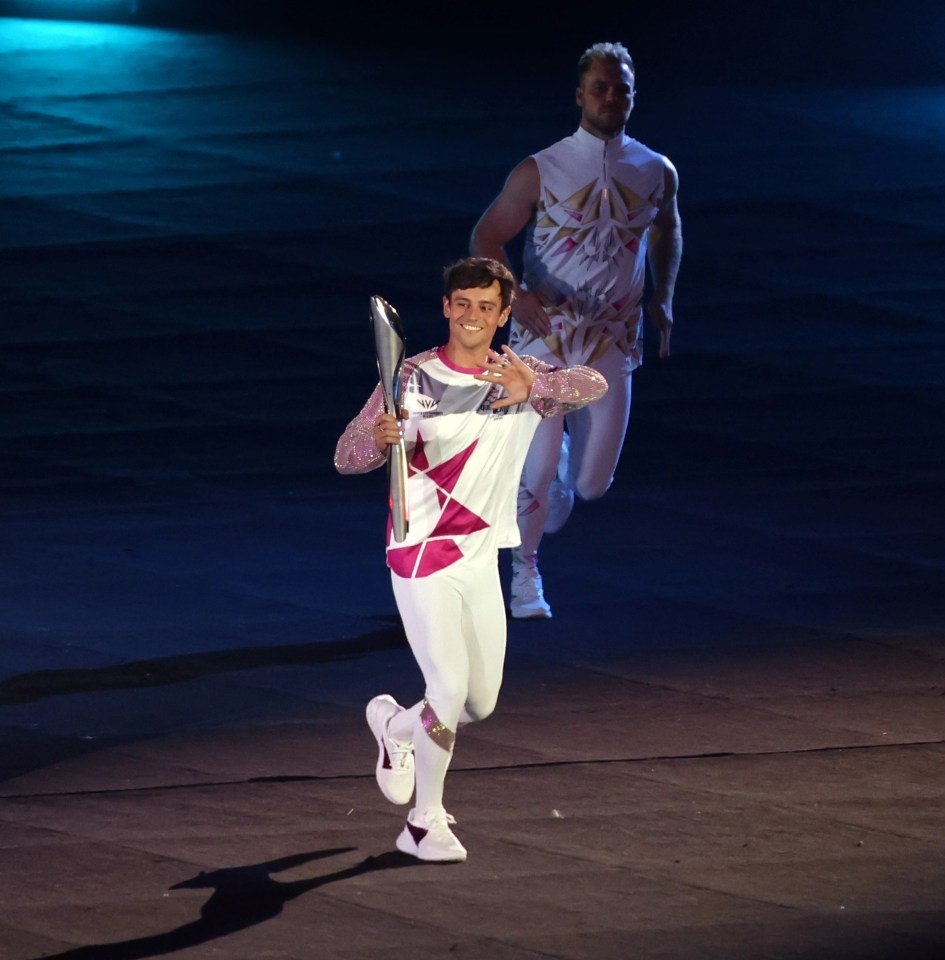 Tom Daley at the opening ceremony of the Commonwealth Games