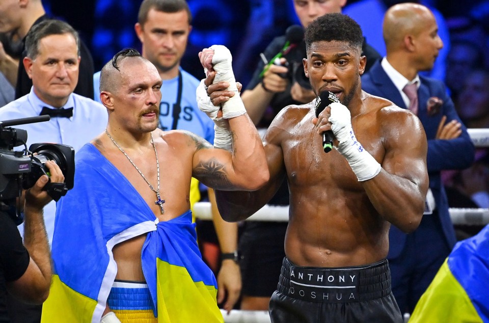 Anthony Joshua was accused of stealing Oleksandr Usyk's moment when he grabbed the mic