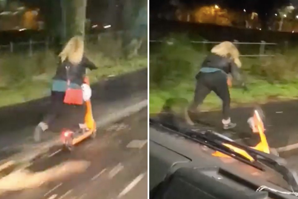 The woman was seen riding an e-scooter on the public road