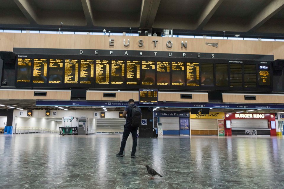 Euston station in London looked deserted this morning