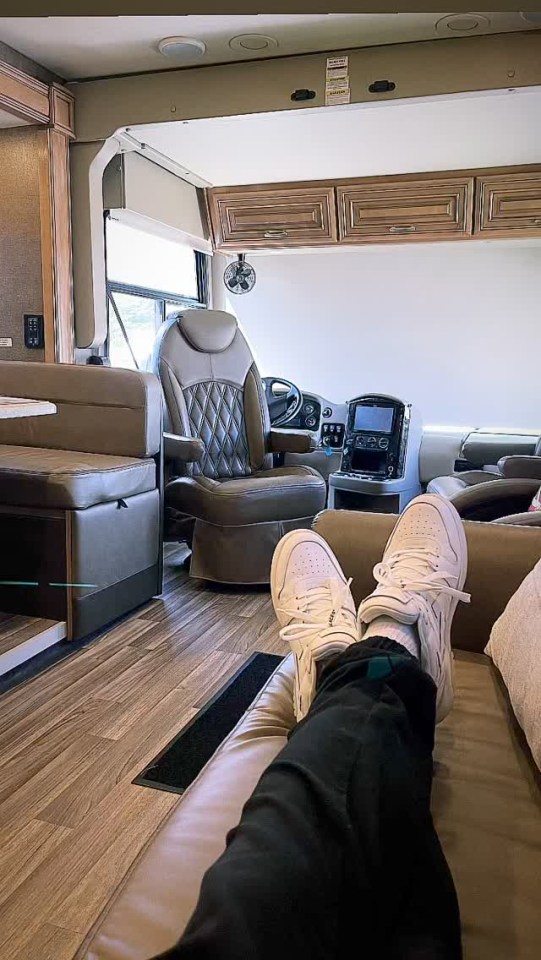 Paddy McGuinness took the chance to put his feet up in a luxury motorhome