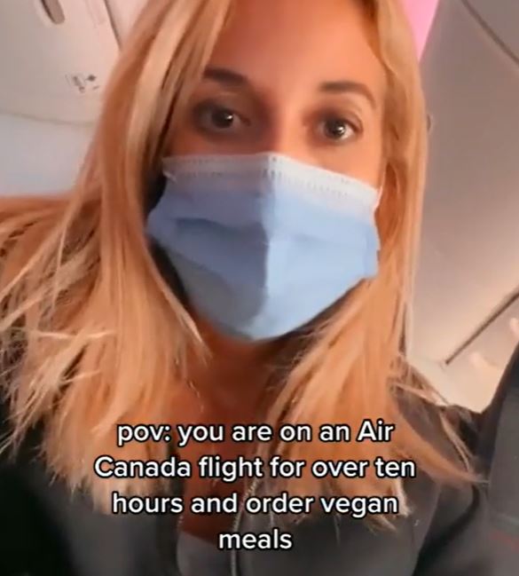 A woman was stunned to be served just water after she ordered vegan meals during a flight