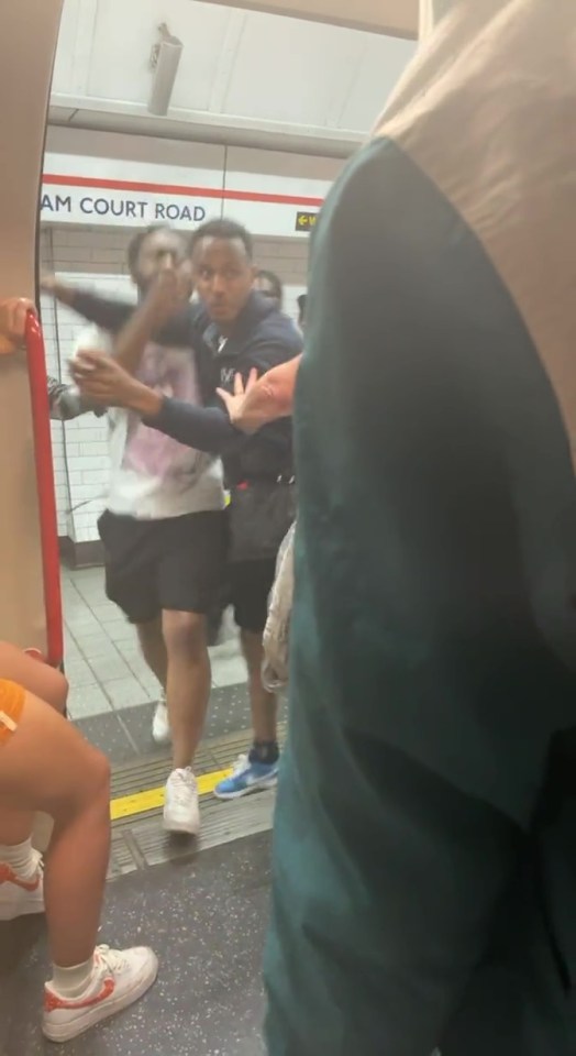 The hero gran fearlessly shoved the pair off the train