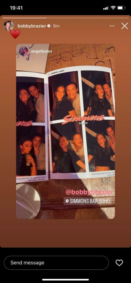 Bobby posted and swiftly deleted this snap of him with model Angel