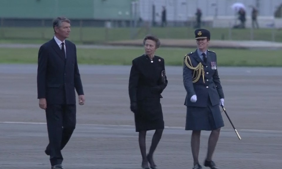 Princess Anne flew back to RAF Northolt with the Queen's coffin