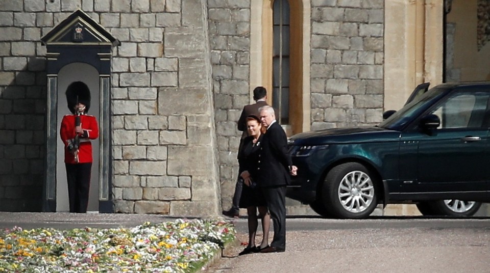 Prince Andrew and his ex-wife Sarah Ferguson were seen at Windsor looking at floral tributes