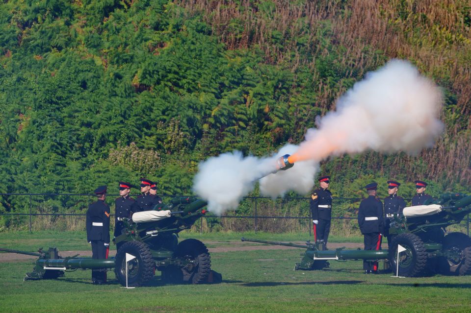 A gun salute sounded the King's arrival